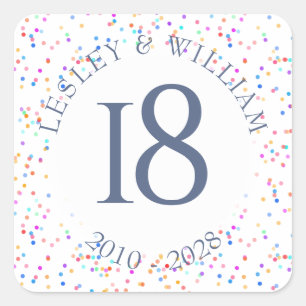 Any Anniversary Rainbow Confetti Square Sticker