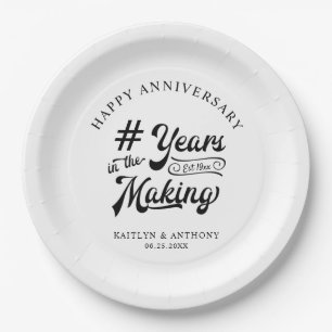 Any Anniversary Retro YEARS IN THE MAKING Black Paper Plate