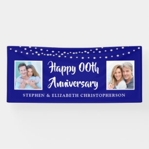 Any Anniversary Then & Now Photos Lights Blue Banner