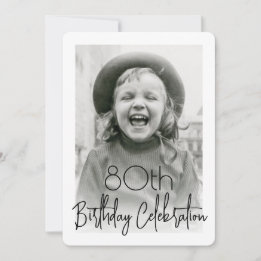 ANY Birthday 2 Photo Chic Stylish Typography Party Invitation