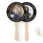 ANY Birthday 2 Photos Elegant Black and Gold Round