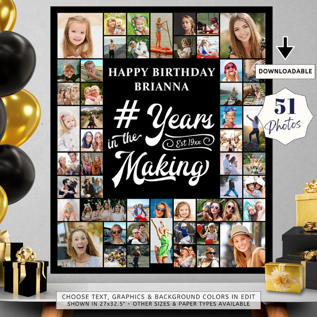 Any Birthday 51 Photo Collage Years in the Making Poster (Creator Uploaded)