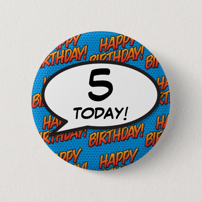 Any Birthday Age Fun Retro Comic Book 6 Cm Round Badge (Front)