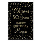 ANY Birthday Cheers Black and Gold Glitter Giant