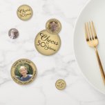 ANY Birthday Cheers Black & Gold Faux Foil 3 Photo Confetti<br><div class="desc">Add an elegant personalised touch to birthday party decorations with custom black and gold 3 photo table confetti. (IMAGE PLACEMENT TIP: An easy way to centre a photo exactly how you want is to crop it before uploading to the Zazzle website.) Design features up to three different pictures, stylish gold...</div>