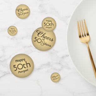 ANY Birthday Cheers Elegant Black & Gold Table Confetti