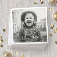 ANY Birthday Chic White Typography & Photo Party