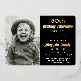 ANY Birthday Party 2 Photo Elegant Black and Real