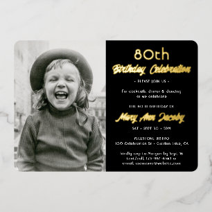 ANY Birthday Party 2 Photo Elegant Black and Real