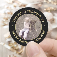 ANY Birthday Party Chic Simple Photo Black & Gold