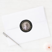 ANY Birthday Party Chic Simple Photo Black & Gold Classic Round Sticker (Envelope)