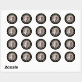 ANY Birthday Party Chic Simple Photo Black & Gold Classic Round Sticker (Sheet)