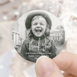 ANY Birthday Party Chic Typography Photo Thank You Classic Round Sticker<br><div class="desc">Add a personalised finishing touch to birthday party favours, invitations and thank you notes with custom photo round stickers / envelope seals. The picture and all wording on this template are simple to customise. (IMAGE PLACEMENT TIP: An easy way to position a photo exactly how you want is to crop...</div>