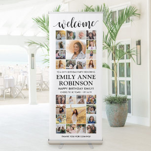 ANY Birthday Party Welcome Multi Photo Collage Retractable Banner
