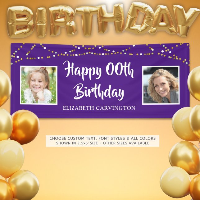 Any Birthday | Then & Now Photos | Personalised Banner (Creator Uploaded)
