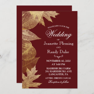 ANY COLOR - Autumn Fall Leaves Wedding Invitation