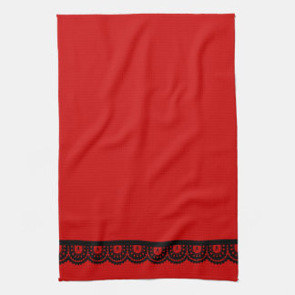 ANY COLOR! Black Skull Lace Tea Towel