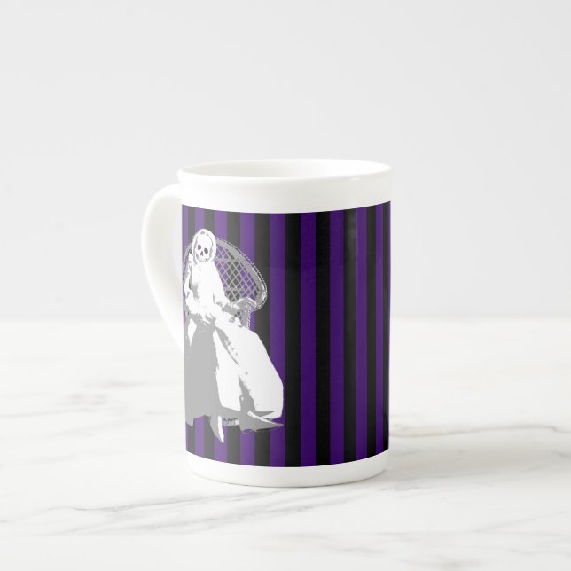 ANY COLOR! Black Stripe Skeleton Doll Tea Cup (Front Left)