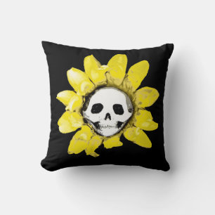 ANY COLOR Blood Tea and Red String Skull Sunflower Cushion