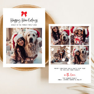 Any Color Bow Happy Howlidays with Pet Photo Holiday Card