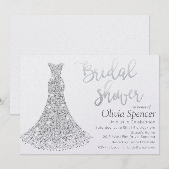 ANY COLOR - Diamond Bridal Shower Invitation (Front/Back)