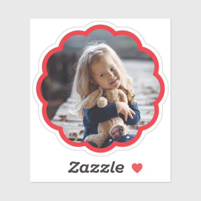 Any Color Frame Round Scallop Photo Kiss Cut Vinyl (Sheet)