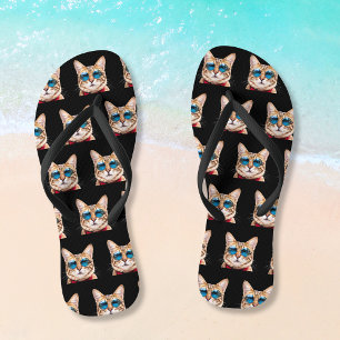 Any Color Funny Personalized Cat Photo Flip Flops