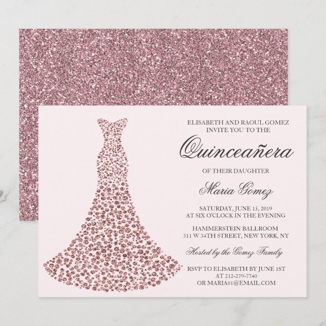 ANY COLOR - Quinceanera Birthday Invitation (Front/Back)