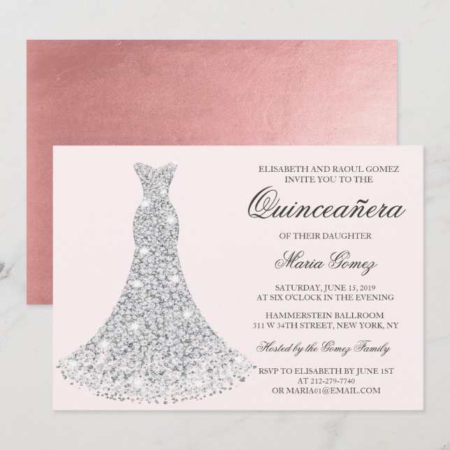 ANY COLOR - Quinceanera Birthday Invitation (Front/Back)