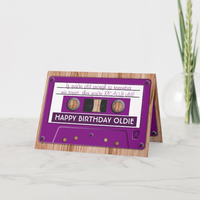Any Color Retro Music Cassette Tape Birthday Card (Front)