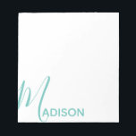 Any Color Script & Block Name Personalized Notepad<br><div class="desc">PreppyPrint.com - Add your personalized touch to this notepad. Click "personalize" then "customize" to change the font color and size to adjust for the right look for your name. Transfer this design onto the products of your choice too! Please visit my designer store,  PreppyPrint.com,  for coordinating items.</div>