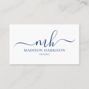 Any Color Script Initials & Name Business Cards