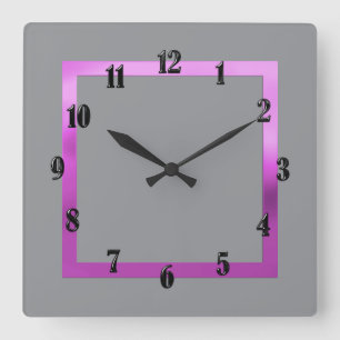 Any Color with Purple Border Square Wall Clock