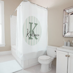 Any Colors Custom Striped Circle Monogram Shower Curtain