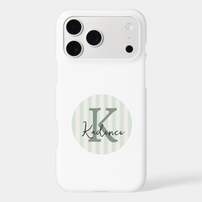 Any Colors Sage Custom Striped Circle Monogram (Back)