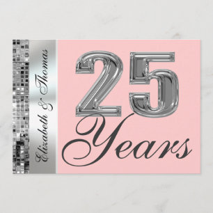 Any Colour & 25 Years Silver Anniversary Invitatio Invitation