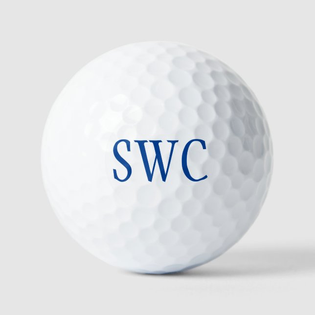 Any Colour 3 Letter Monogram Personalised Golf Bal Balls (Front)