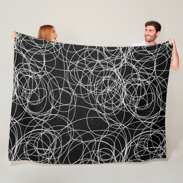 Any Colour Abstract Swirly Scribble Fleece Blanket (In Situ)