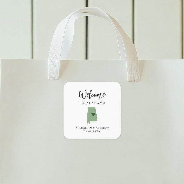 Any Colour Alabama Wedding Welcome Bag or Box Square Sticker (Creator Uploaded)