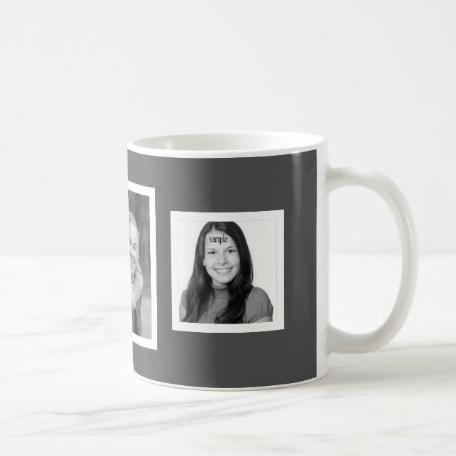 Any Colour Background 3 Instagram Photos Coffee Mug (Right)