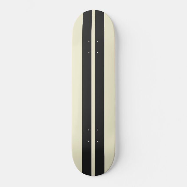 Any Colour Background & Black Car Racing Stripes Skateboard (Front)