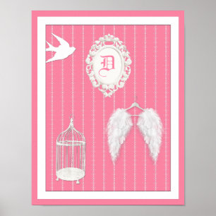 Any Colour Background - Feather Wings Personalised Poster