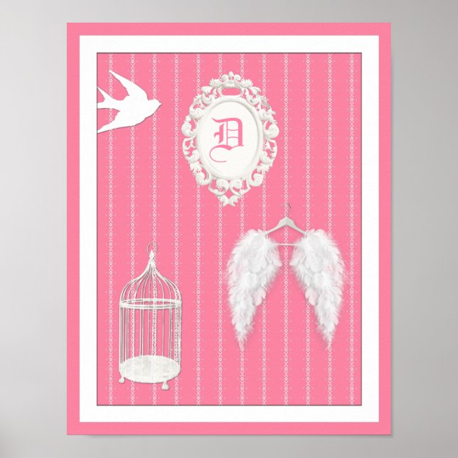 Any Colour Background - Feather Wings Personalised Poster (Front)