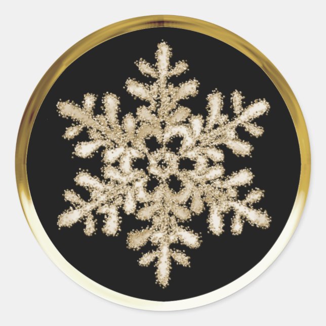 Any Colour Background Gold Crystal Snowflake Seal (Front)