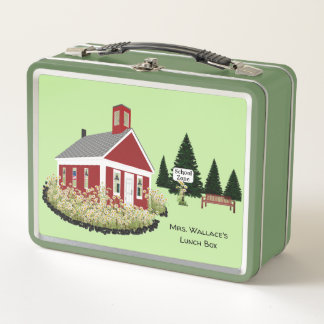 Any Colour Background Teacher's Schoolhouse Elegan Metal Lunch Box