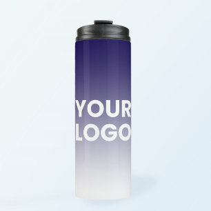 Any Colour Background   White Gradient & Your Logo Thermal Tumbler
