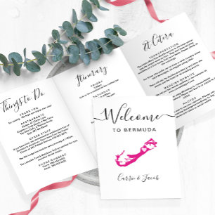 Any Colour Bermuda Wedding Bag Welcome Itinerary Tri-Fold Programme