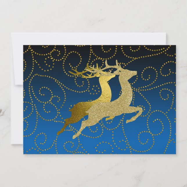 Any Colour Black Ombre Two Gold Reindeer Holiday (Front)