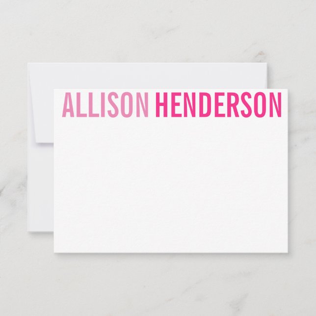 Any Colour - Block Letters Personalised Note Cards (Front)