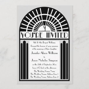 Any Colour Bold Art Deco Style Wedding Invitations
